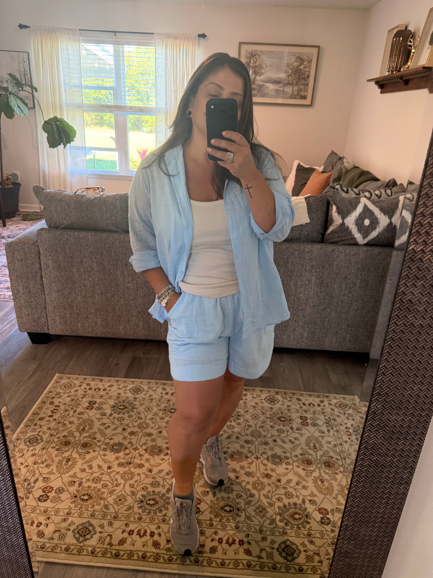Linen shorts set