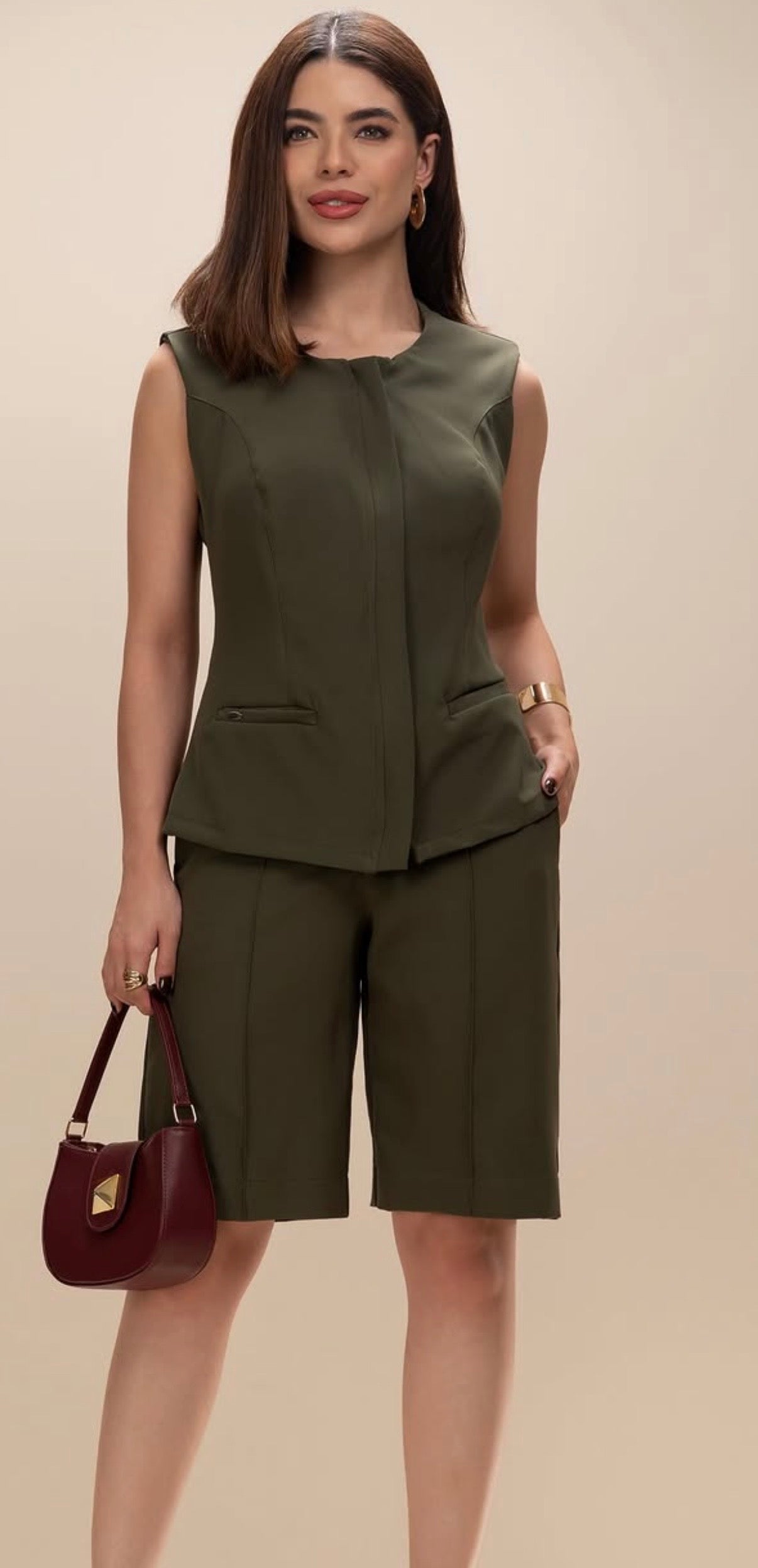 Bermuda Set with Zípper Vest