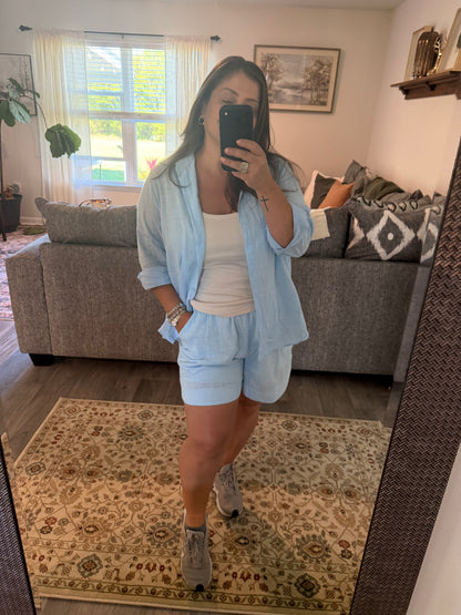 Linen shorts set