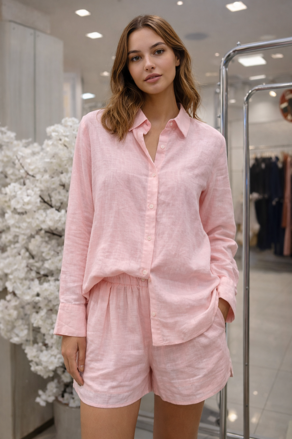 Linen shorts set