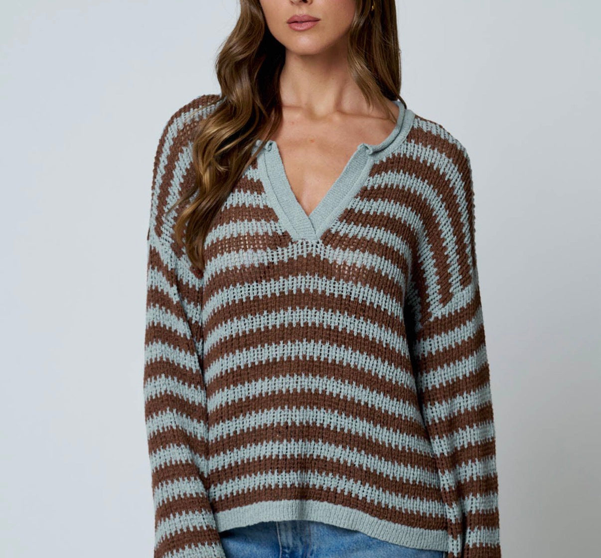 Striped Brown and Blue sweater
