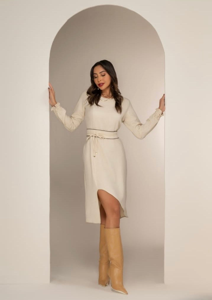 Midi Dress with sleeves/Belt