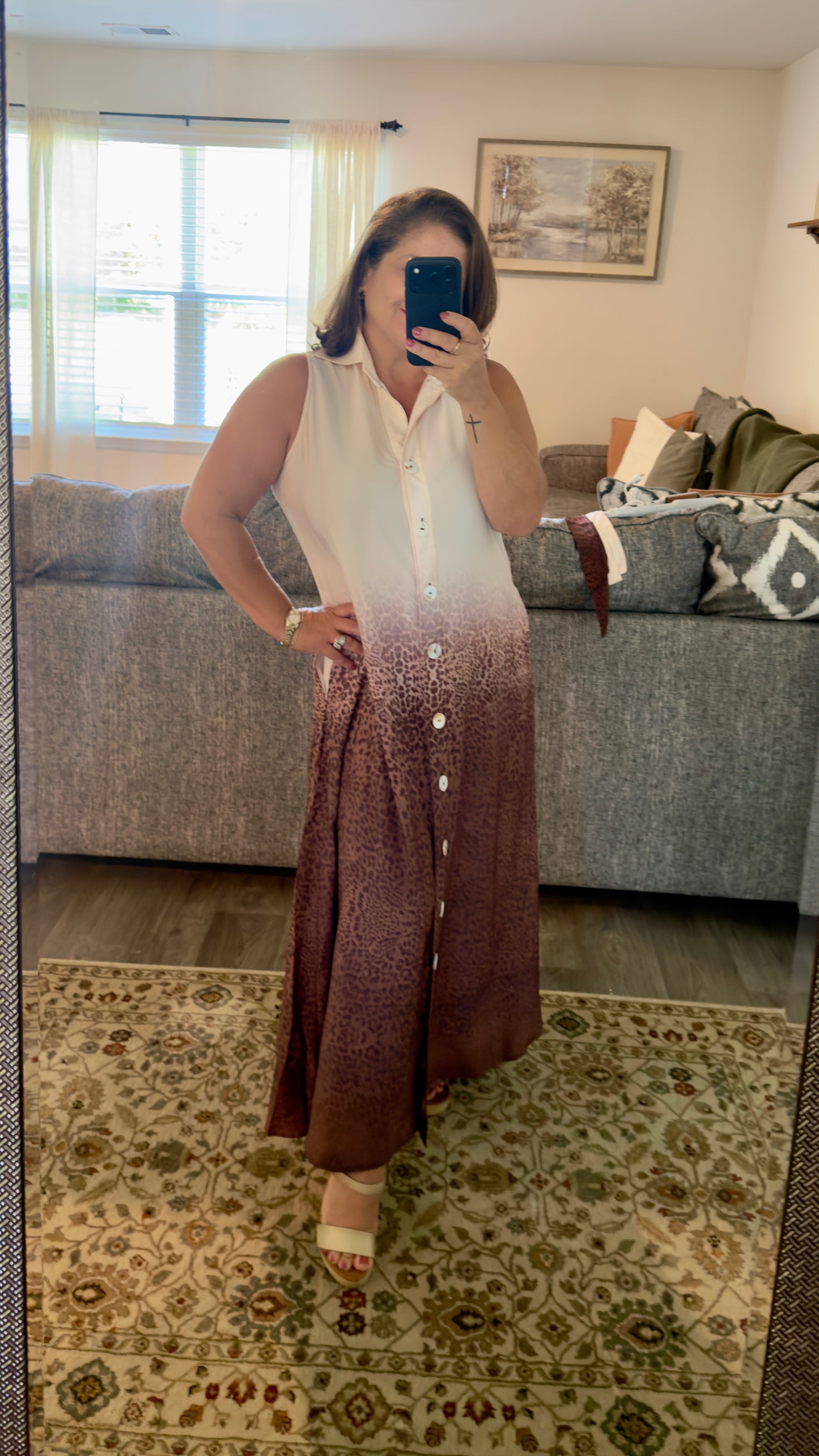 Animal Print Maxi Dress with Belt optional