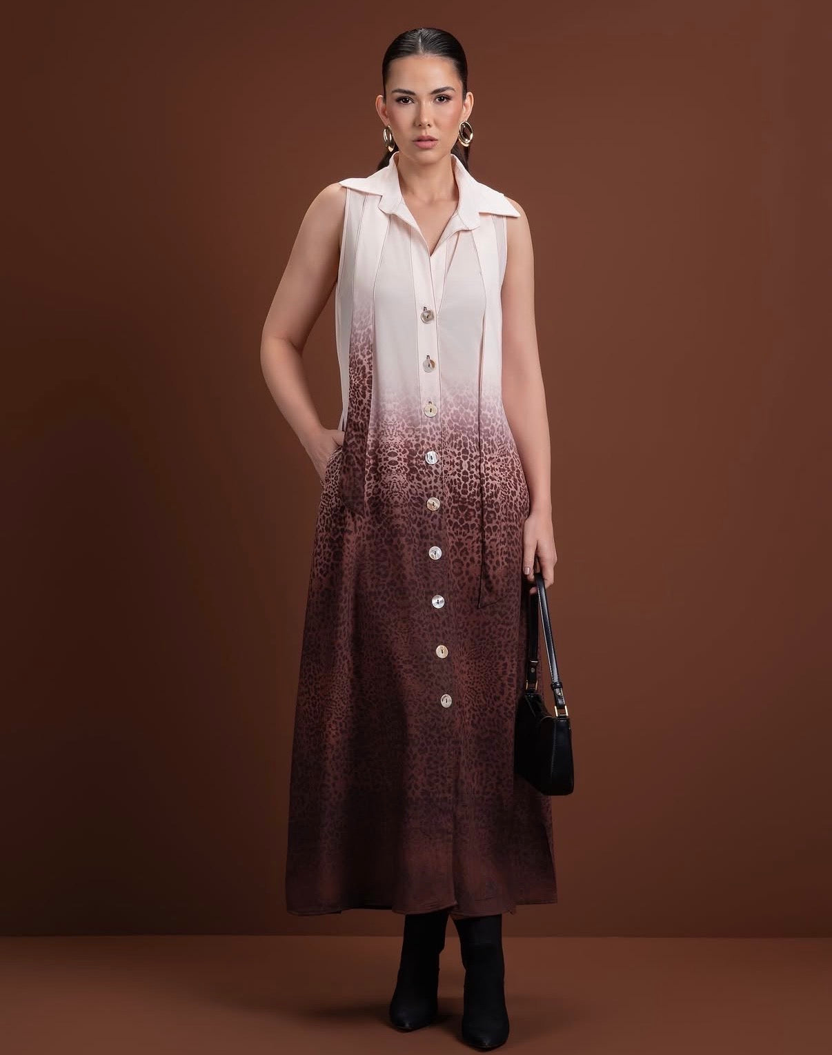 Animal Print Maxi Dress with Belt optional