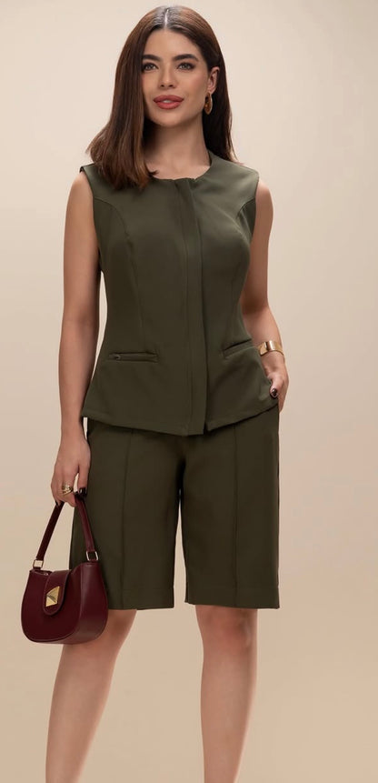 Bermuda Set with Zípper Vest