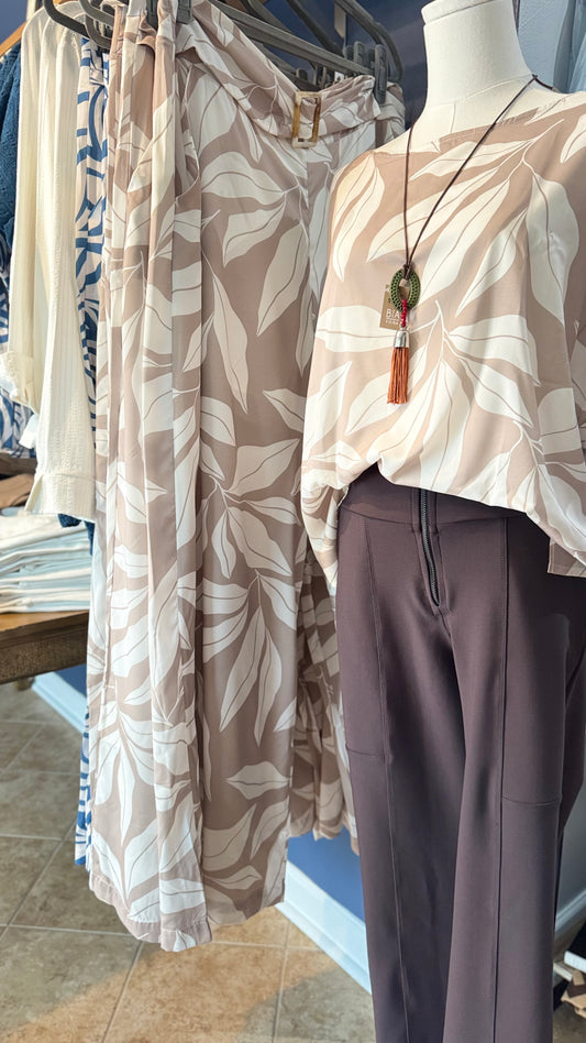 Beige leaves Silky Top