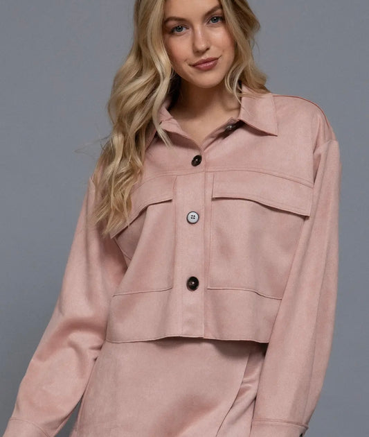 Long Sleeve Suede Short Jacket